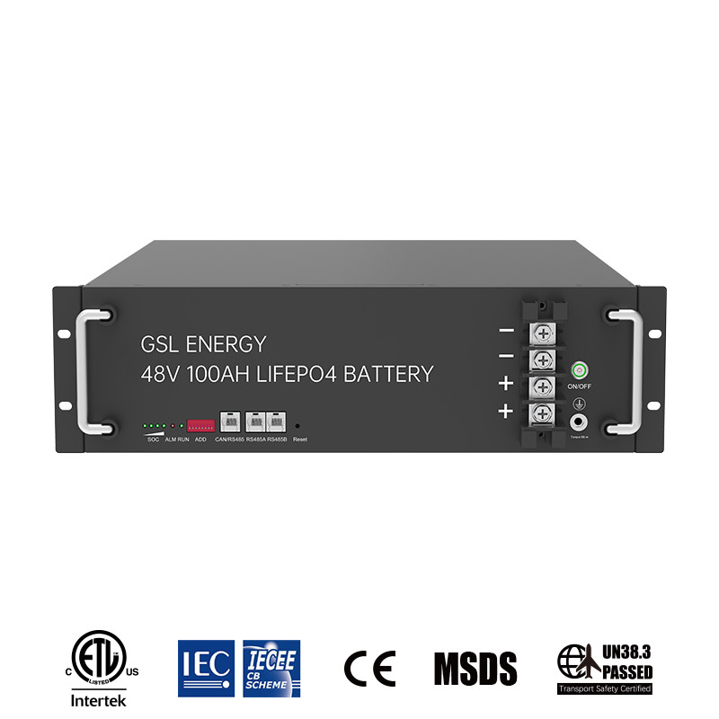 GSL ENERGY Lifepo4 Cell 48V 100Ah Telecom Rack-Mounted Lithium Ion Phosphate Battery 3U 5Kwh Home Solar Energy System Lithium Battery