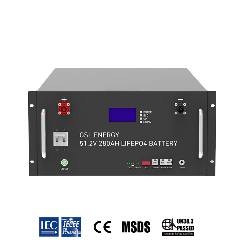 GSL ENERGY 51.2V 280Ah Rack Lifepo4 Battery 14.34KWH Batteries Energy Storage System
