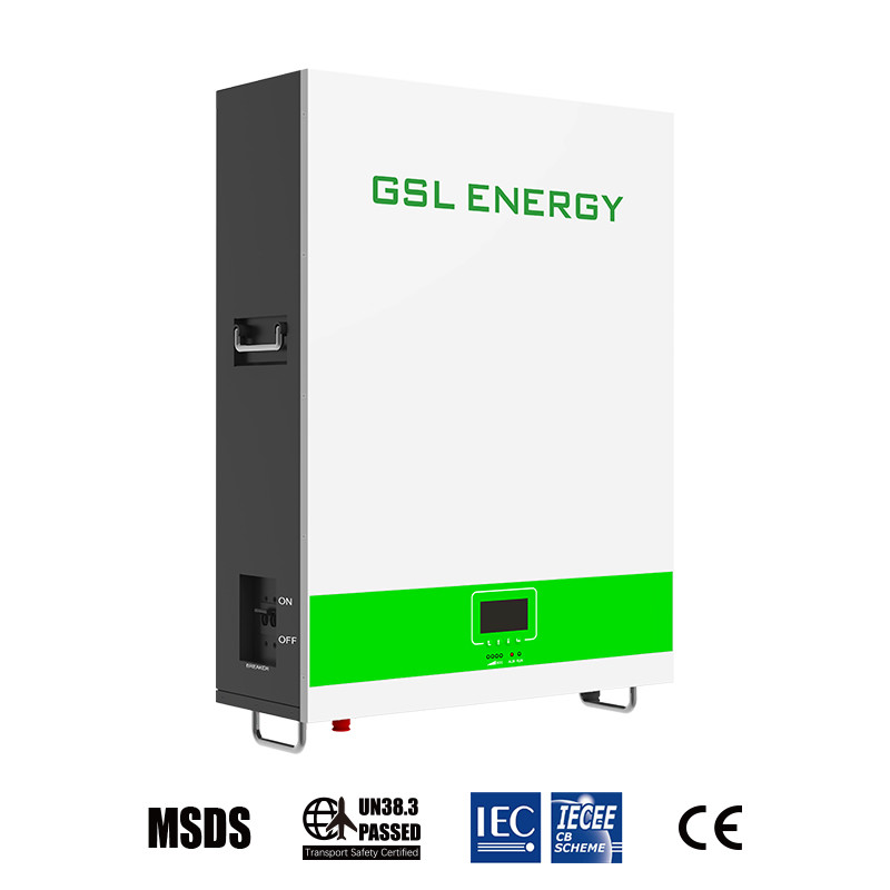 GSL ENERGY CB IEC62619 CE-EMC Wall Mounted Lifepo4 5.12Kwh 48V 100Ah Tesla Power Storage Wall Home Battery Storage Solar Lithium-ion Batteries